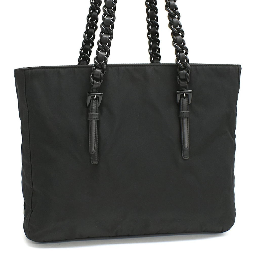 Prada Chain Shoulder Bag Black Triangle Plate